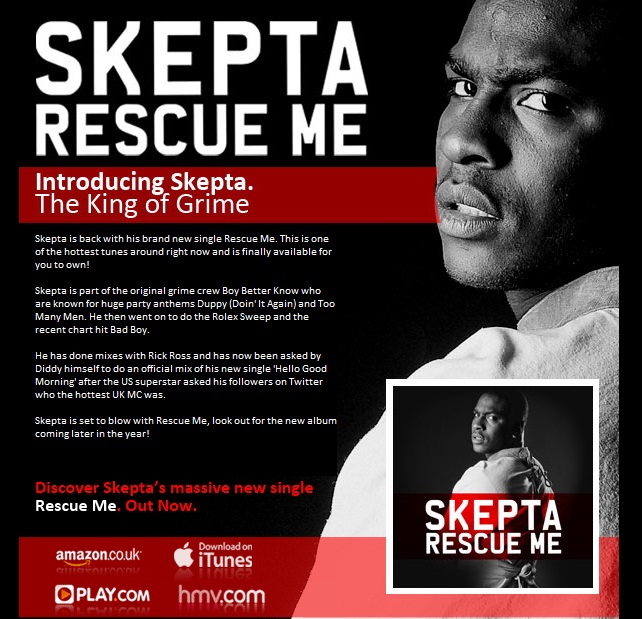 Skepta - Rescue Me (OUT NOW). Posted by fuzz407 at 16:25 0 comments