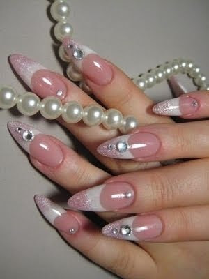 The color and pattern could be very different White or pink nails with