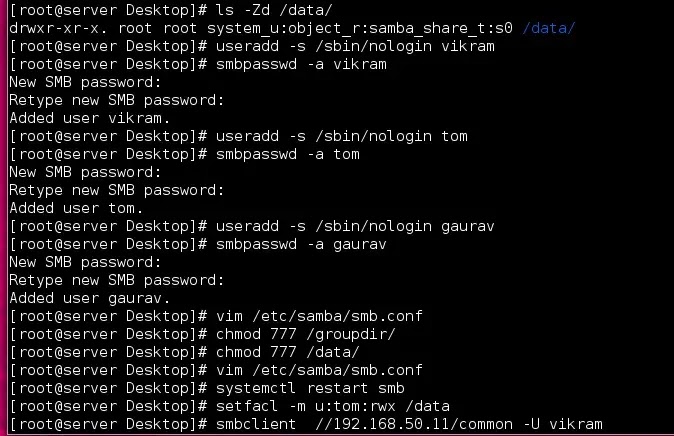 Samba Configuration in RHEL7