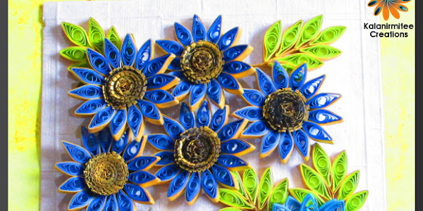 Quilled flowers in blue