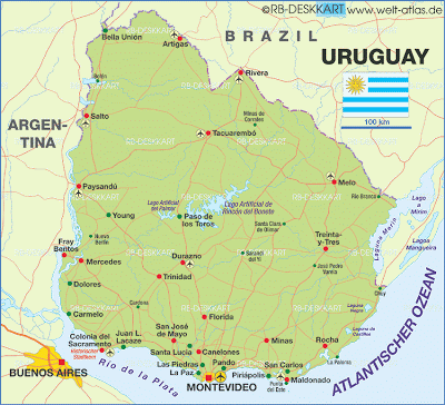 Mapamundi Mapa de Uruguay América