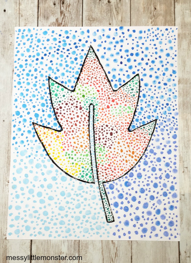 pointillism autumn leaf craft for kids