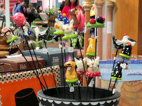 animal heads on sticks at the Fort Wayne Flower Show