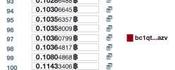 Endereço bc1qt...azv na lista de saídas