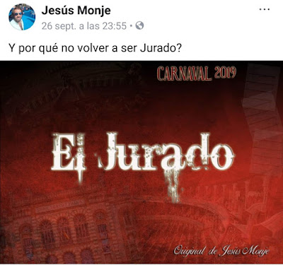 Jesús Monje regresa al COAC 2019 con la comparsa 'El Jurado'