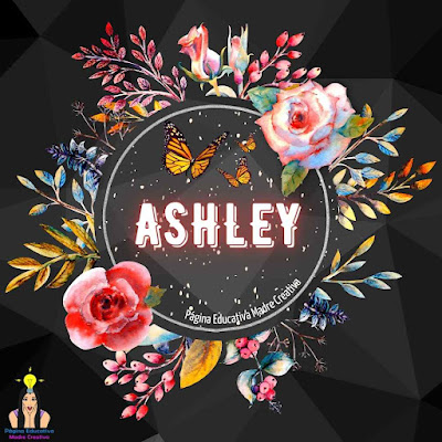 Solapín Nombre Ashley en círculo de rosas gratis