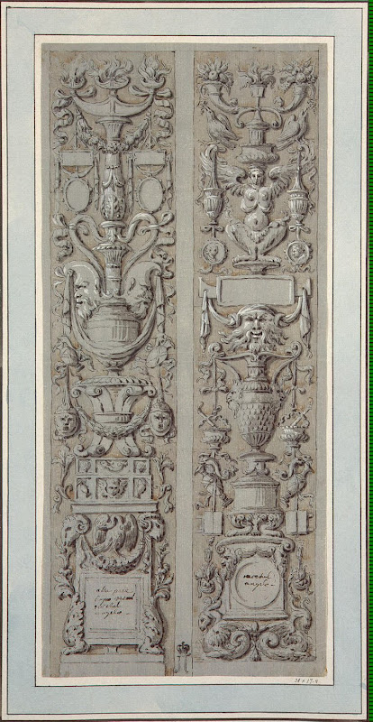 Design of Pilasters for S. Maria della Pace in Rome by Charles-Louis Clerisseau - Architecture, Interiors Drawings from Hermitage Museum