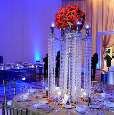 Floral and Crystal Wedding Centerpieces