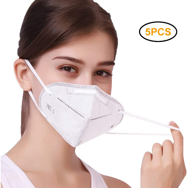 5 Pcs KN95 Face Mask, 5-Layer Safety Mask for Blocking Dust Air Pollution