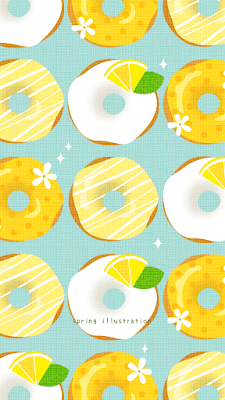 【レモンドーナツ】スイーツのおしゃれでシンプルかわいいイラストスマホ壁紙/ホーム画面/ロック画面