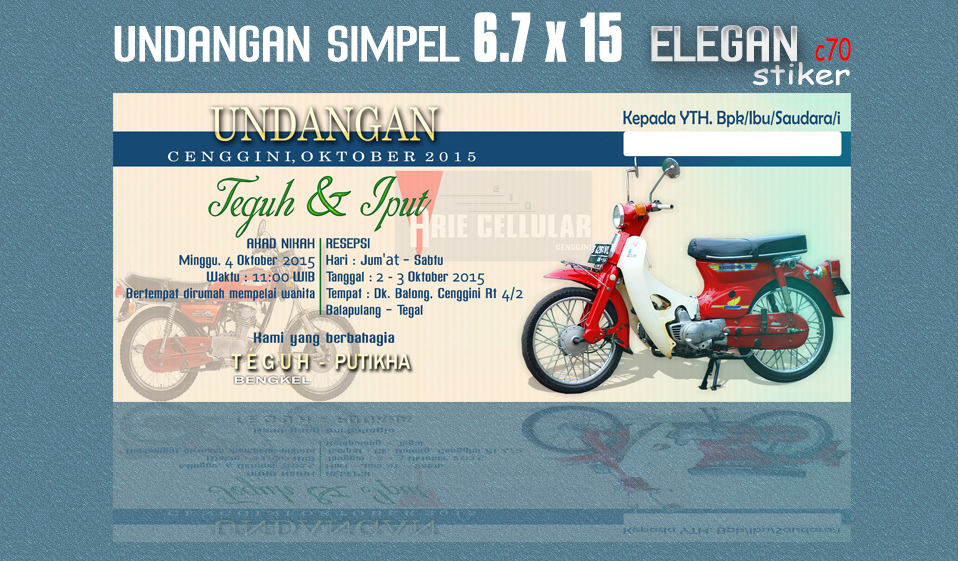  Undangan  Pernikahan Tema Motor C70 Kertas  Stiker  ARIE 