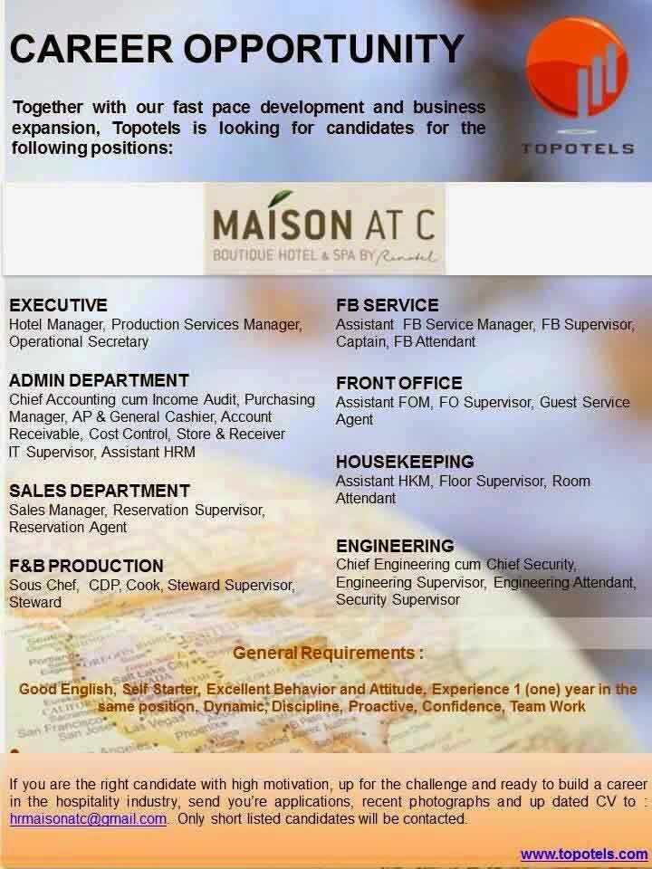 Maison at C Boutique Hotel & Spa Need All Positions 