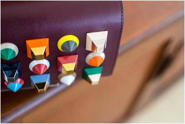 Burgandy Fendi wallet with plexiglass studs