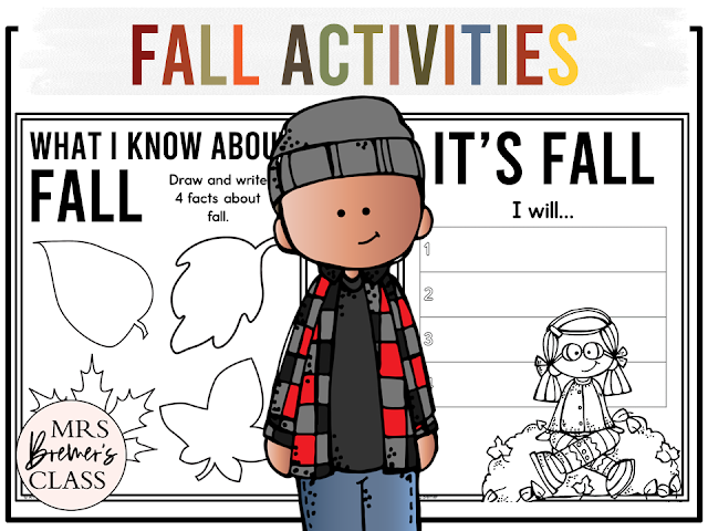 Fall activities about pumpkins, autumn, apples, scarecrows, Thanksgiving, Halloween, and more for Kindergarten, First Grade and Second Grade