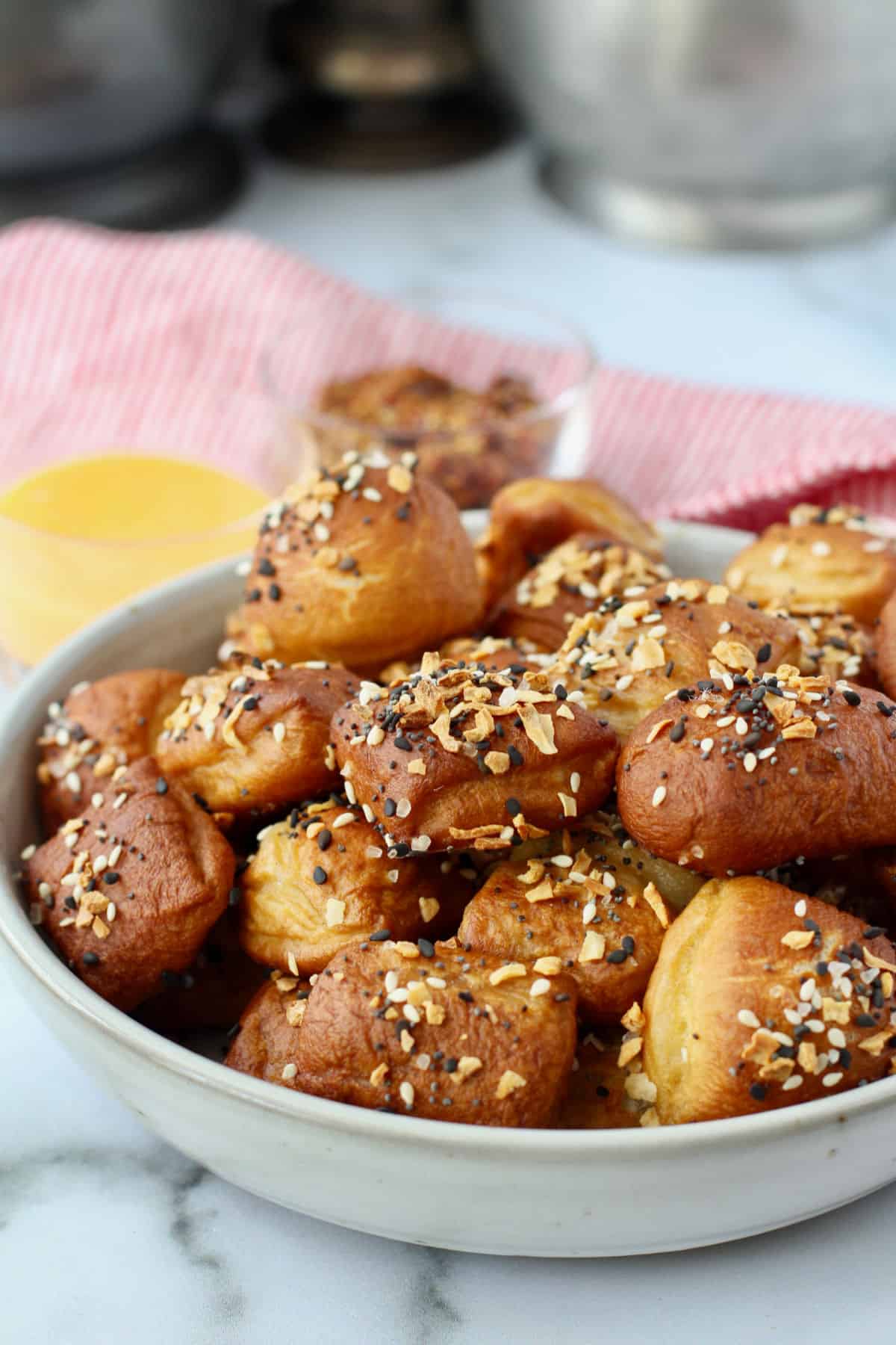 Homemade Pretzel Bites in a bowl.