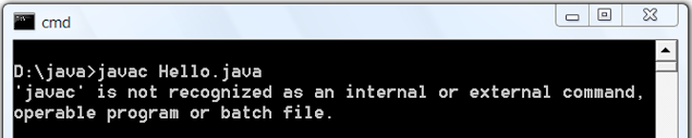 'javac' is not recognized as an internal or external command error windows