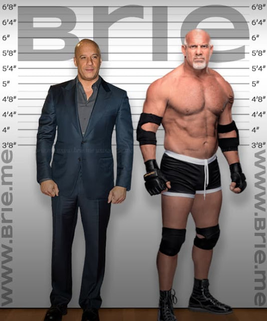 Vin Diesel height comparison with Goldberg