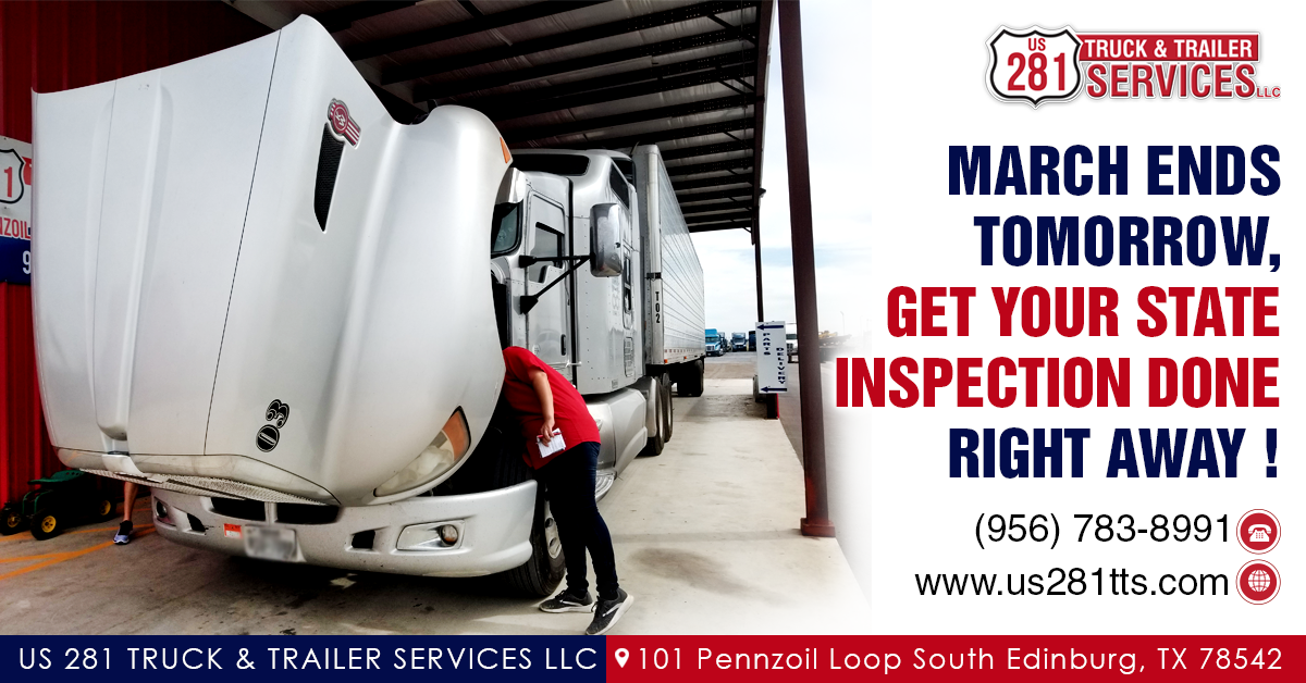 March Ends Tomorrow, Get Your State Inspection Done Right Away