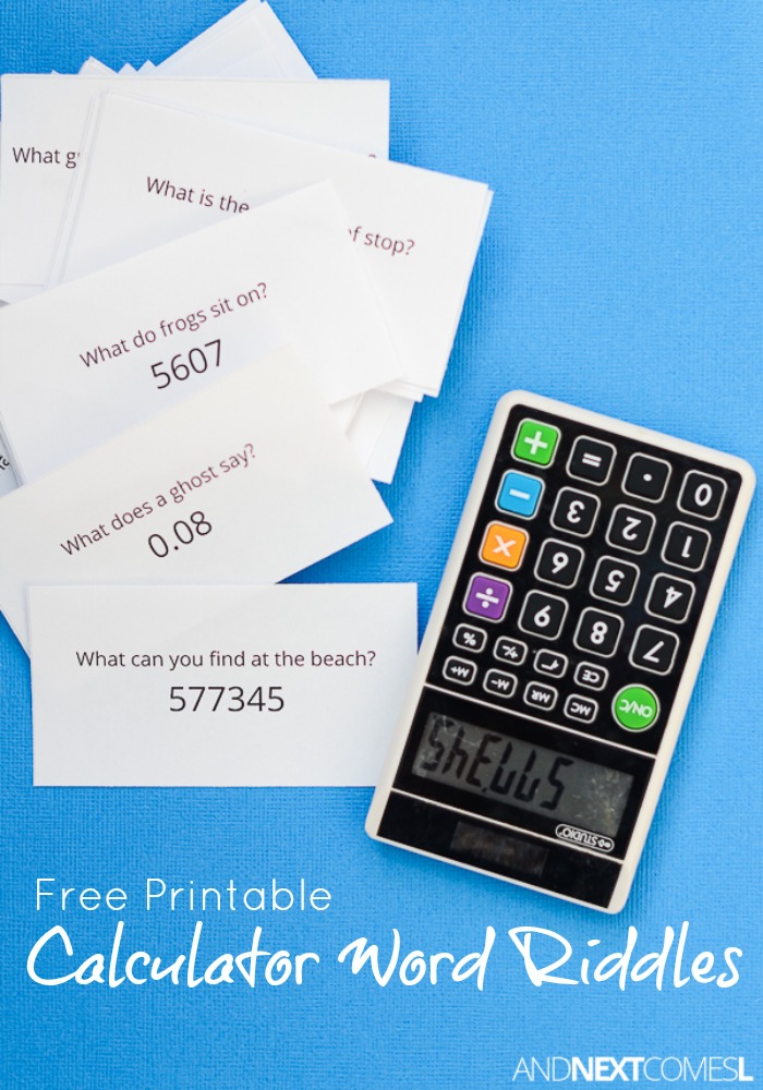 Download Free Printable Calculator Word Riddles for Kids | And Next Comes L - Hyperlexia Resources