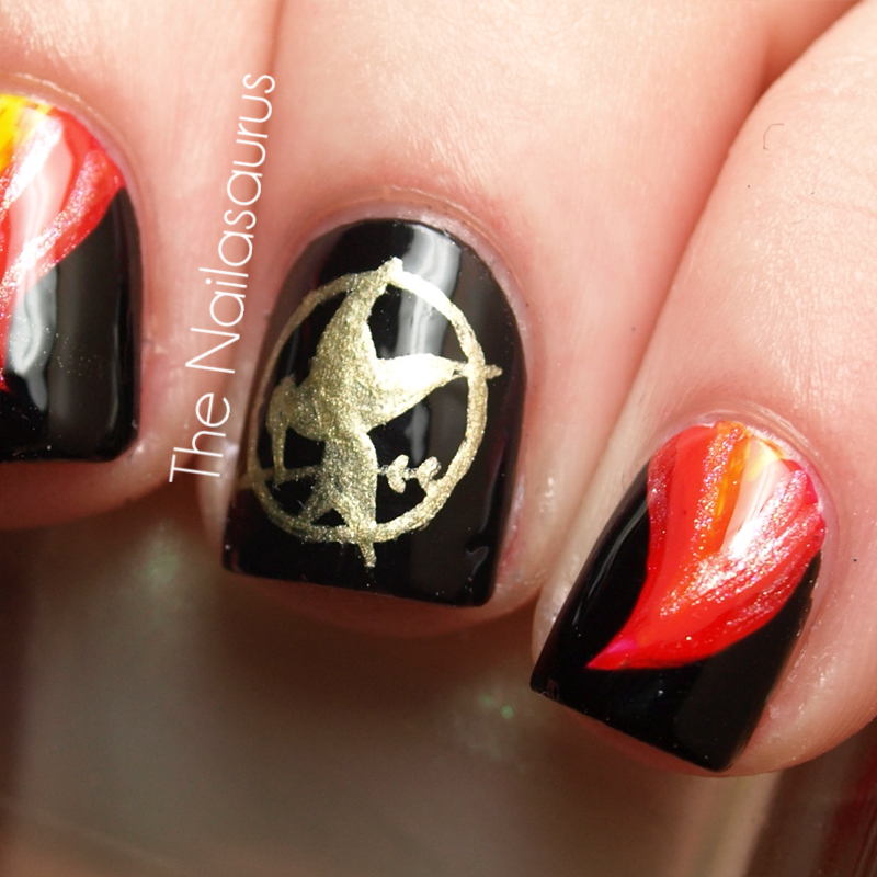 Nails On Fire The Hunger Games Nail Art The Nailasaurus Uk Nail
