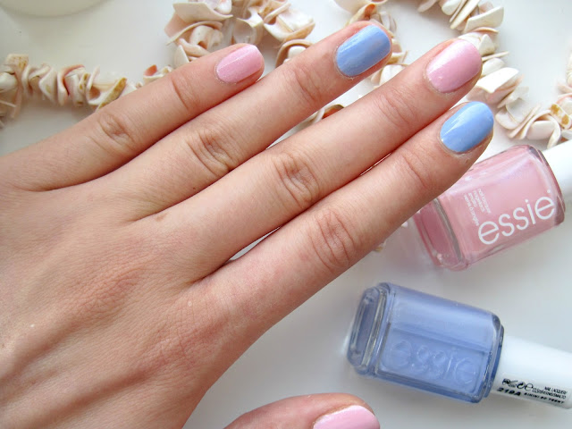 Essie We're In This Together and Essie Bikini So Teeny swatch review candyland nails