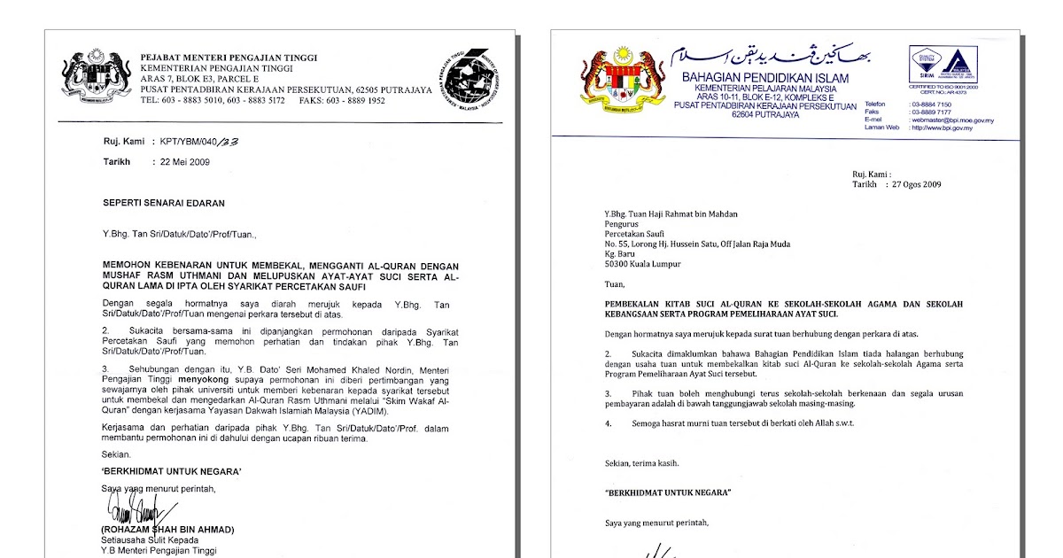 Contoh Surat Kerjasama Antara Sekolah Malaysia
