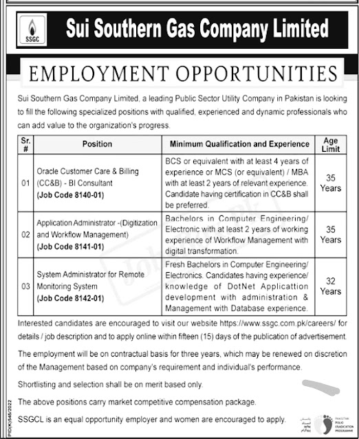 Sui Southern Gas Company SSGC Jobs 2022 || Online Form