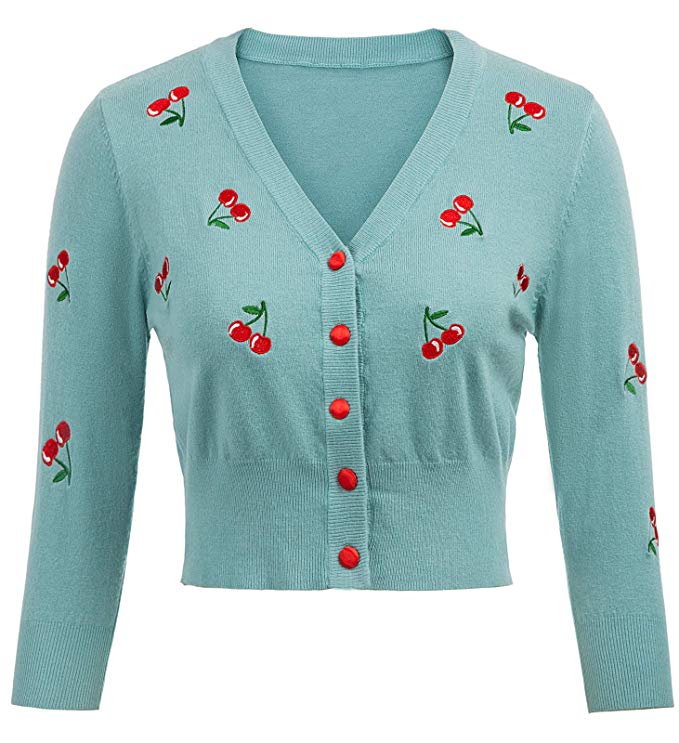  Embroidery Cropped Cardigan Sweater Coat