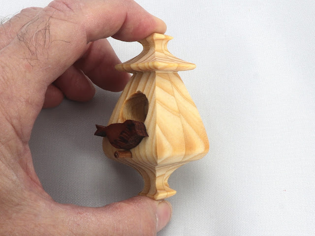 Handmade Wood Miniature Birdhouse Christmas Tree Ornament