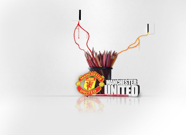 Manchester United logo and colored pencils wallpapers 