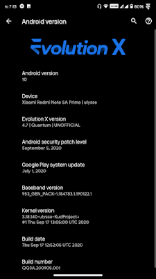 The Evolution X quick settings