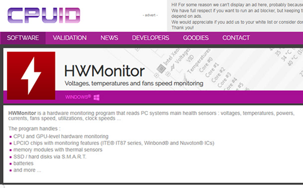 HWMonitor Portable bản chạy ngay không cần cài phần mềm c