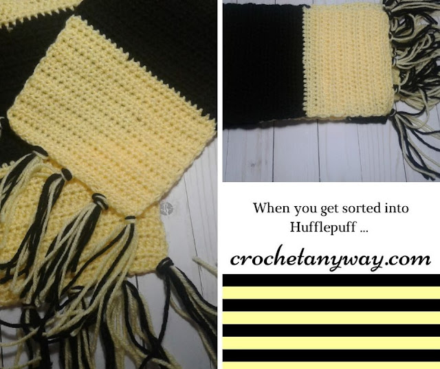 crochet black and yellow scarf