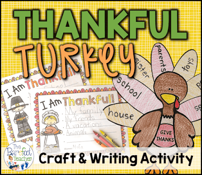 Thanksgiving Thankful Turkey Craft & Writing Sheets are a quick print favorite addition to the Preschool, Kindergarten, or First Grade lessons, crafts, & activities that you have planned for your kids this fall.