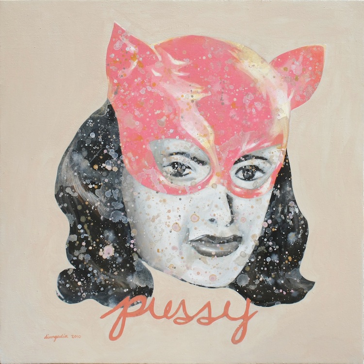 Super Ultra Cool Pink Pussy Mask Dina Gadia 24 x 24 inches Acrylic on 