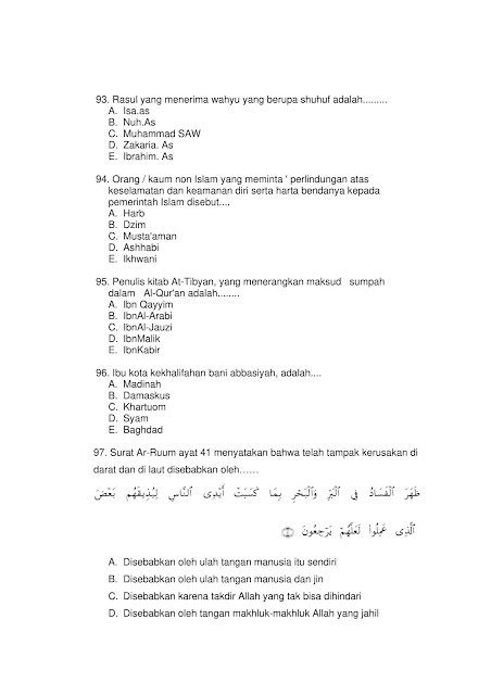 275 + Contoh Soal Tes CPNS SKB PAI (Pendidikan Agama Islam)