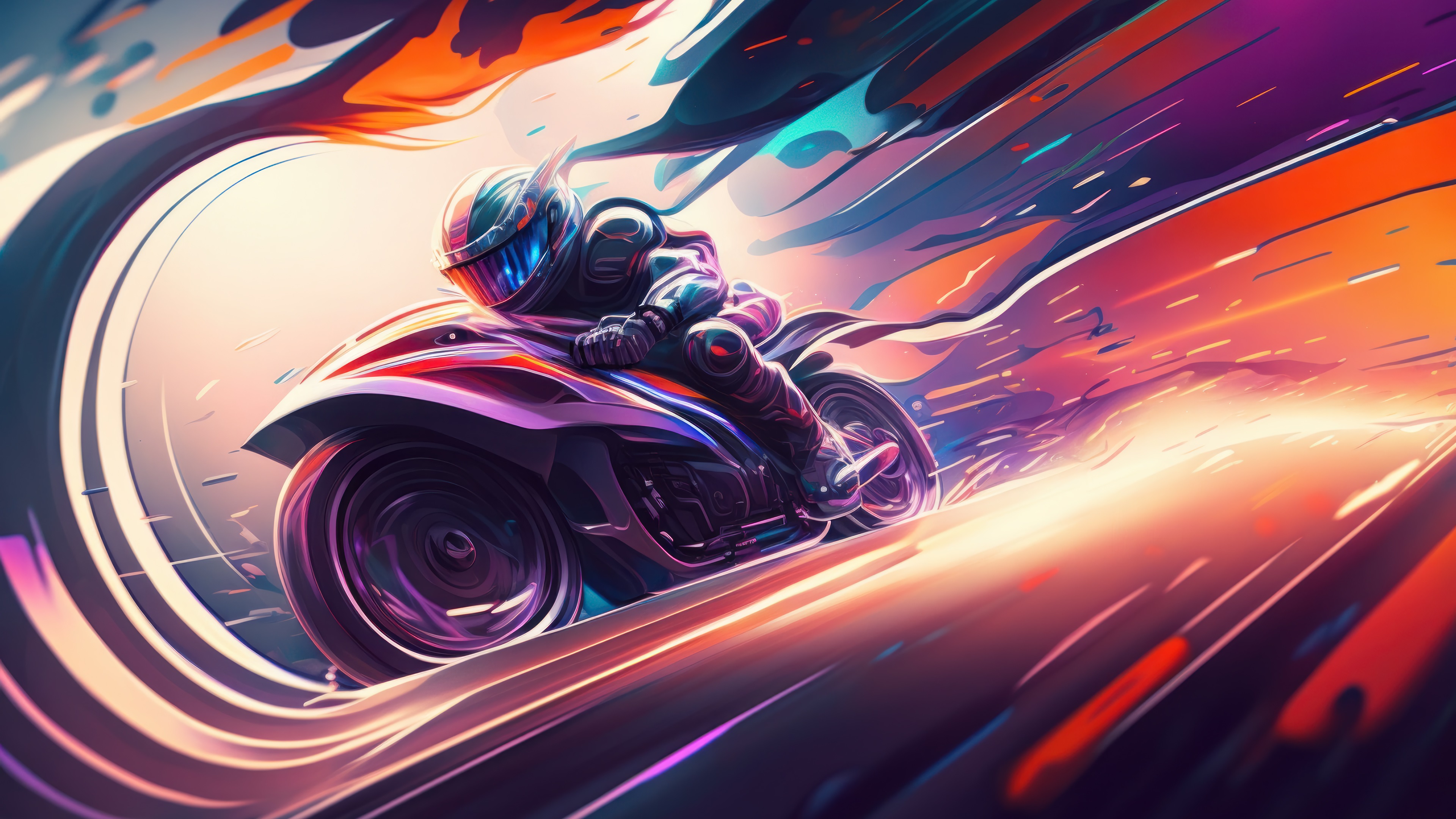 Motorcycle Race Colorful Art 4K Desktop PC