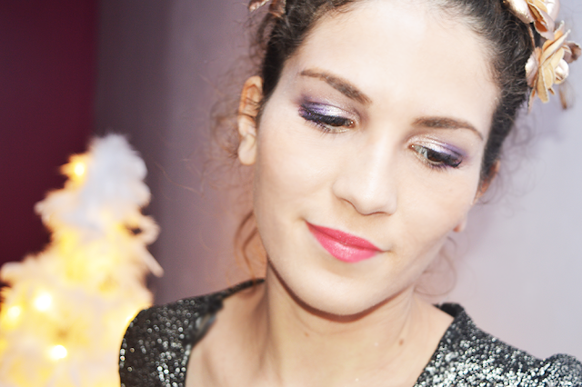 Maquillage de Noël Violet et Doré