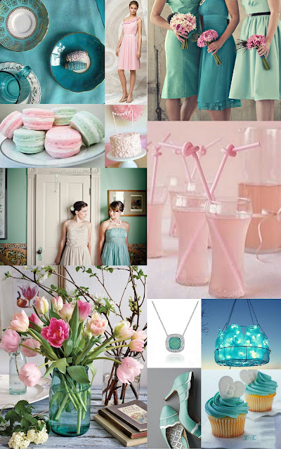 Teal Sea foam and Pink Wedding Inspiration Board 1 Snippet and Ink 2