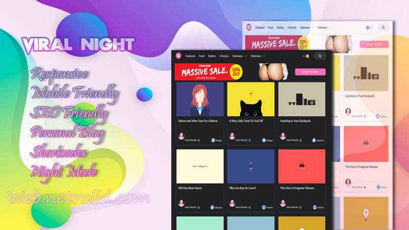 Viral Night Premium Responsive Blogger Template - No Footer