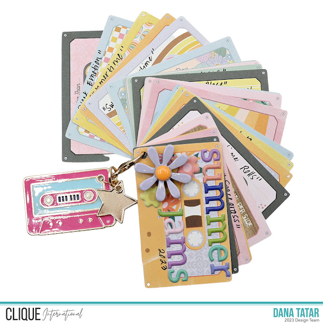 DIY Summer Jams Patterned Paper Cassette Tape Mini Album Embellished with Flowers and Charms