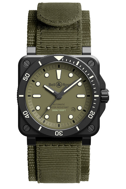 réplique de montre Bell & Ross BR 03-92 Diver Military 42 mm à cadran vert