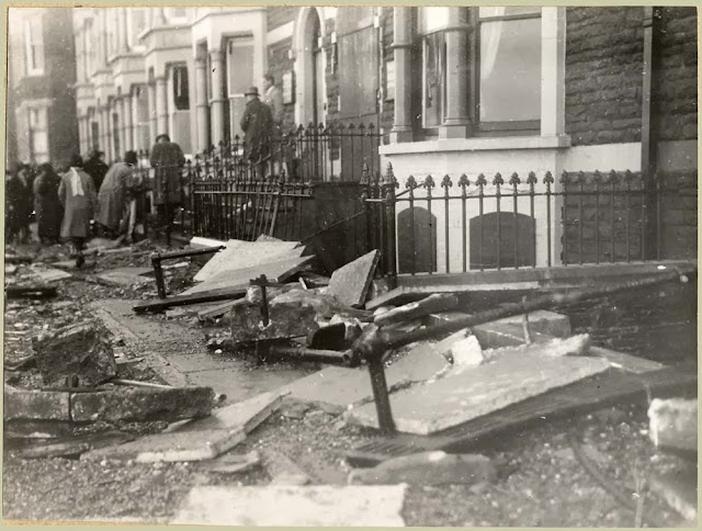 Storm damage North end of Marine Terrace, Aberystwyth, 1927.