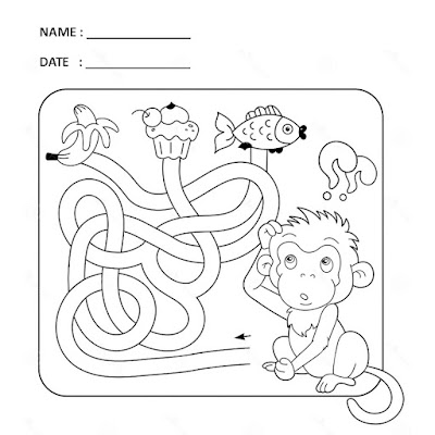 Cartoon Vector Illustration of Education Maze or Labyrinth Game for Preschool Children