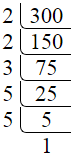 Prime factorization of 300 by division method.