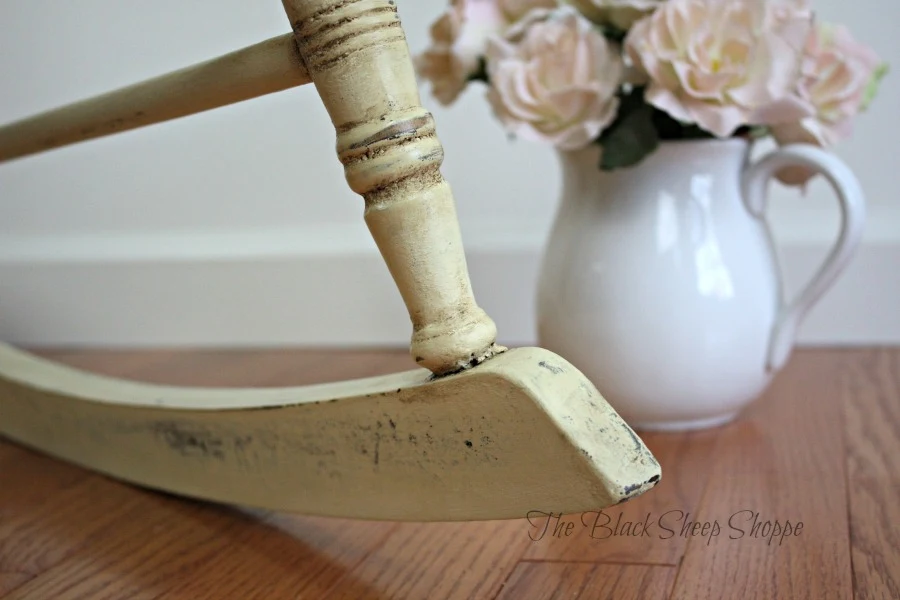 Cream chalk paint with distressing and dark wax.