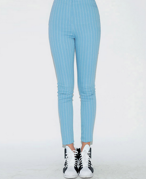 Cotton Stripe High-Waisted Skinny Pants