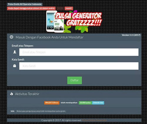 Kumpulan Script Phising Terbaru: Script Phising Facebook Generator Pulsa