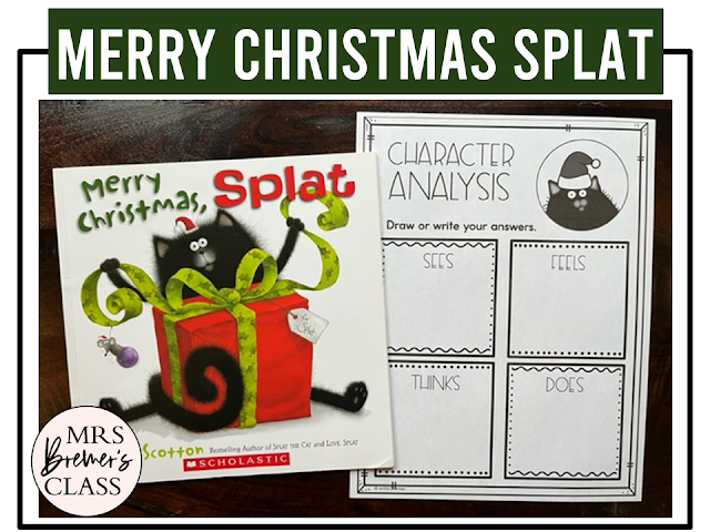 Merry Christmas Splat book activities unit with literacy printables, reading companion activities, lesson ideas, and a craft for Kindergarten and First Grade