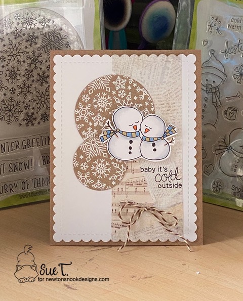 Baby it's cold outside by Sue T. features Frozen Friends and Snowfall Roundabout by Newton's Nook Designs; #newtonsnook, #winter, #cardmaking